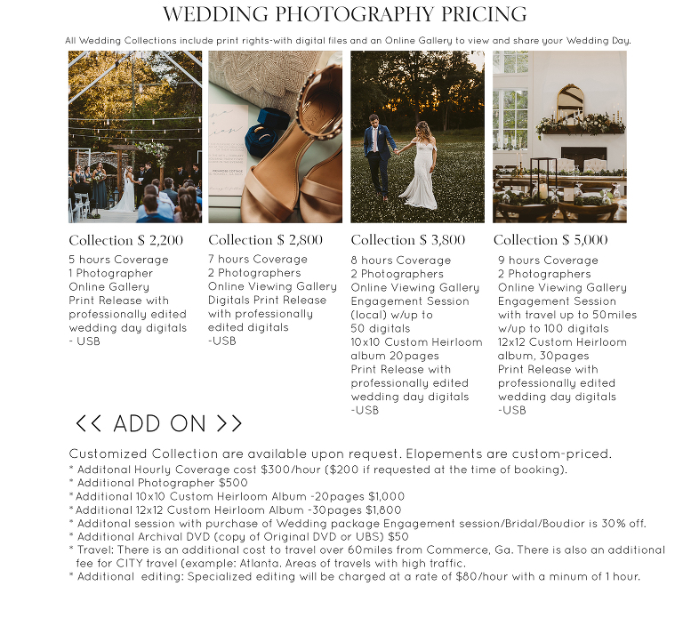 wedding photography pricing